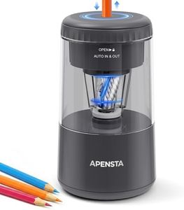 Apensta Electric Pencil Sharpener with Adjustable Tip Thickness, Auto Stop, Type-C Rechargeable, for Wooden, Colored Pencils (7–8mm), Portable Design for Home, Office & School (Gray)