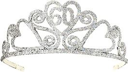 Forum Novelties 67433 Glitter Birthday Tiara-#60, Silver, Fits Most Adults and Children 14+