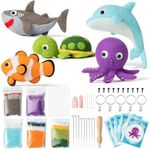 WATINC Set of 5 Sea Wool Needle Felting Kit, Ocean Animals Doll Making Wool Needle Felting Starter Kit, DIY 5 Unique Designs Needle Felting Craft Home Decoration Birthday Gift for Adult and Kids