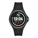 PUMA Sport - Men's 44mm Heart Rate Smartwatch, Black Silicone Band Lightweight Touchscreen - PT9100