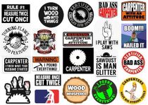 21 pcs Carpenter Hard Hat Stickers Funny, for Hard Hat, Window, Car Bumper, Truck, Helmet Union Decals