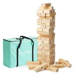 THE TWIDDLERS - XL Tumble Tower Giant Garden Game, 64 Piece Premium Large Wooden Lawn Game, Blocks Stack up to 5ft / 1.5m Tall - Portable Carry Case, Outdoors or Indoors, Mega Fun for Kids & Adults