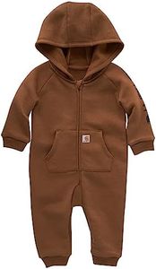 Carhartt Boys Long-Sleeve Zip-Front Hooded Coverall, Carhartt Brown Solid, 9 Months