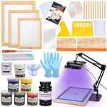 Caydo 54 PCS Screen Printing Kit Inculde 50W LED UV Exposure Screen Printing Light, 6 Color Screen Printing Ink, Screen Printing Photo Emulsion, Emulsion Scoop Coater, and Instructions