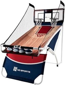 MD Sports 7-ft EZ-Fold Dual Shot Basketball Arcade Game with 2 Steel Hoops, LED Scoreboard, 8 Game Modes, Steel Frame, Polycarbonate Backboard, 4 Rubber Basketballs, and Pump for Indoor Game Rooms