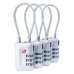 BV TSA Approved Luggage Travel Lock, Set-Your-Own Combination Lock for School Gym Locker, Luggage Suitcase Baggage Locks, Filing Cabinets, Toolbox, Case (Silver, 4 Pack)