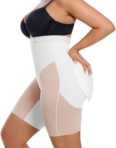 SHAPELLX Butt Lifting Shapewear Shape Wear Tummy Control Padded Underwear for Women Faja with Booty Pads White XX-Large