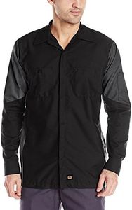 Red Kap Men's Long Sleeve Two-Tone Crew Shirt, Black/Charcoal, Large
