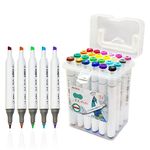 FunBlast 24 Color Markers Twin Tip - Double Tip Markers for Artist, Sketch Alcohol Markers Set, Drawing Colour Markers for Kids, Marker for White Board