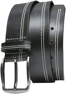 Millennial Belt - Full Grain Leather Belt with Nickel Free Buckle, Black Stitched