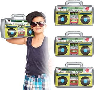 Inflatable Boombox 16.5 Inches Inflatable Boom Box 80s 90s Party Decorations for Rappers Hip Hop B-Boys Costume Accessory Party Supplies (5 Packs) (3 Packs)