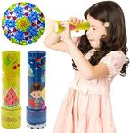 D-FantiX Classic Tin Kaleidoscope for Kids, 2 Pack Retro Toys - Educational Toys with Metal Body. Girl Birthday Party Favors Decorations