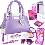 Shemira Play Purse for Little Girls, Princess Pretend Play Girl Toys for 3 4 5 6 7 8 Years Old, Birthday Gift for Girls Age 3-5 4-6 6-8, Toddler Purse with Accessories, Kids Toy Purse,Purple