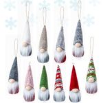 Christmas Tree Hanging Gnomes Ornaments Set of 10,Swedish Handmade Plush Gnomes Santa Elf Table Ornaments, Hanging Christmas Tree Decorations Home Decor (Set of 10)