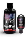 Gorilla Grip Pro Grade Liquid Chalk Bundle of 2 (50ml and 250ml), for Weightlifting, Rock Climbing, Cross Training, Powerlifting, & Pole Dancing Gym Approved Workout Hands Calluses., Black