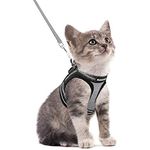 rabbitgoo Cat Harness and Leash Set for Walking Escape Proof, Adjustable Soft Kittens Vest with Reflective Strip for Cats, Comfortable Outdoor Vest, Grey, S