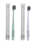 CARE CUB Green & White Flat Head Ultra Soft-Bristles Micro Nano 10,000 Bristle Good Cleaning Effect For Sensitive Teeth Oral Gum,Manual Toothbrush For Adults Pack Of 2