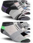 JAMES FIALLO Men's 12 Pack Elegant Grayscale with Striking Dark Stripes and Vibrant Accents Sport Socks Low Cut, 2921-T1