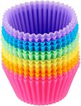 ZIXAD Reusable Silicone 12 Pieces Round Moulds for Muffins, Cupcake, Jelly, Cake, Made in India (Multicolour) (Muffine)