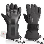 devembr Snowboarding Gloves with Wrist Guards, Ski Gloves Touchscreen, Snow Gloves Waterproof, Black, XS