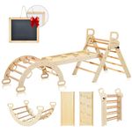 BlueWood Pikler Triangle Set for Baby Climbing Toy Indoor Playground for Kid | Montessori Learning Toy with Arch, Ramp, and Climbing Triangle | Indoor Playground Climbing Toys for Toddlers