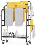 EKNITEY 3-tier Freestanding Towel Rack - Sturdy Movable Towel Rack Stand with Basket for Bathroom Pool Bedroom