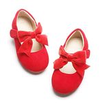 Kiderence Little Toddler Girls Dress Shoes Ballerina Ballet Flats Kids Red Mary Janes Size 9