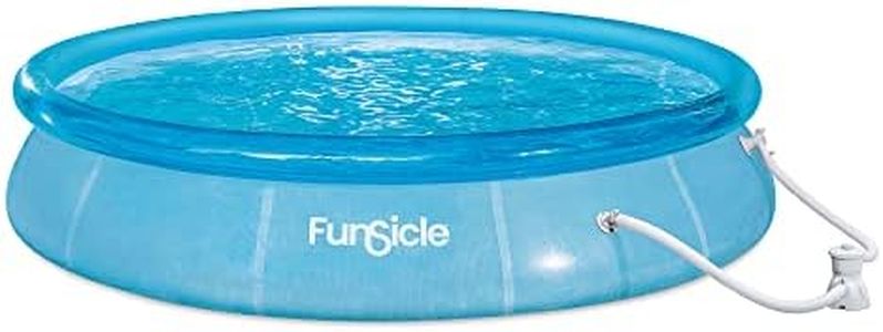 Funsicle Sea Thru Quickset Round Inflatable Ring Top Outdoor Above Ground Swimming Pool Set with Pump and Cartridge Filter for Outdoor Use, Blue