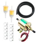 ESEWALAS Universal Electric Fuel Pump Kit,12V Low Pressure Gas Diesel Fuel Transfer Pump with 2M 5/16" ID Fuel Line,Fuel Filters,Hose Clamp,Inline Fuel Pump Replacement For Cars