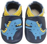 Bemesu Crawling Shoes, Soft Baby Leather Shoes, Boys Shoes, Girls Shoes, Slippers for Toddlers/Babies, Non-Slip Suede Shoes, Dark Blue Crocodile, 20/21 EU