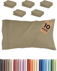 King Pillow Cases Set of 10 - Ultra Soft Hotel Quality Pillowcase Covers - Comfy & Wrinkle Free - Wrinkle & Fade Resistant - Soft, Easy-Care, Machine Washable Pillow Protectors - 10 Piece Set - Khaki