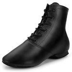 lalaball Jazz Boots Dance Shoes Split Sole Jazz Shoes Leather Dancing Shoes for Men Women,Black, Black, 9 Women/8 Men