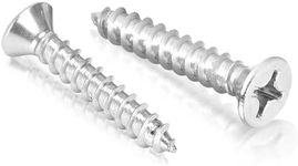 Bolt Dropper Stainless Steel Wood Screws - #12 x 1-1/4" Flat Head Phillips - 25 Pack - Silver Stainless Steel Self-Tapping Screws - Corrosion Resistant for Home Improvement - Indoor and Outdoor Use