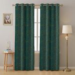 SPACES DRAPE STORY Premium Printed Blackout Curtain With Lining, Set Of 2, 8Ft Opaque Door Curtains, Green