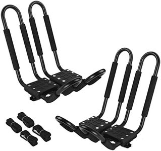 PIRIPARA Kayak Roof Rack 2 Pairs J-Bar Carrier Holder for Canoe, SUV, Cars, Truck, Surf Ski, Car Top Mount Racks for Trip, Set of 4