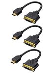 CableCreation HDMI Male to DVI Female 0.5ft [3 Pack], Bi-Directional HDMI Male to DVI-I (24+5) Female Adapter, for PC, TV, TV Box, PS5, Blue-ray, Xbox,Switch