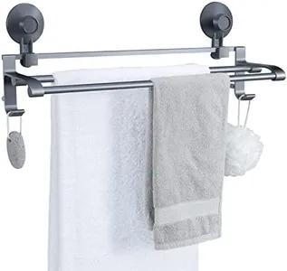 TAILI Space Series Bath Towel Bar, Double Towel bar, Suction Cup Bathroom Towel Rack Wall Mounted Towel Holder, Bathroom Accessories Towel Rod Heavy Duty, Stainless No Drilling, Hold up to 22 LBS