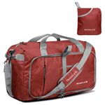 TRAVALATE 50L Foldable Travel Duffle Bag with Separate Shoe Compartment and Adjustable Shoulder Strap| Water and Tear Resistant Overnight Bag for Men & Women – Red