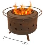 Sunnydaze Wood-Burning Smokeless Fire Pit with Log Poker - Cosmic Steel Outdoor Fire Pit for The Backyard - 30"