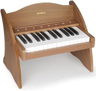 Joyreal Kids Piano Keyboard - 25 Keys Digital with Keyboard Sticker and Touch Sensitive Control Panel,Music Educational Instrument Toy,Wooden Mini Piano Gifts for Girls Boys Ages 3+