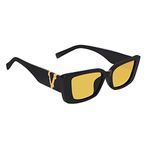 Dervin UV400 Protection Cat-Eye Retro Driving Sunglasses for Women (Black-Yellow) - Pack of 1