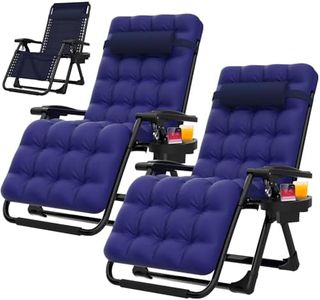 Suteck Zero Gravity Chair Set of 2, Reclining Camping Lounge Chair w/Removable Cushion, Upgraded Lock and Cup Holder, Reclining Patio Chairs Folding Recliner for Indoor and Outdoor