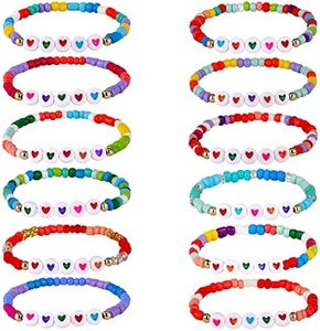 Bonuci 12 Pcs Kids Motivational Friendship Bracelets Letter Beads Bracelets for Girls Toddler Bracelets Gifts Bulk for Girls Kids(Classic)