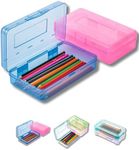 Mr. Pen- Pencil Box, 2 Pack, Assorted Color for Kids, Plastic Hard Pencil Case, School Supply Crayon Small Storage Box