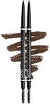 NYX Professional Makeup Micro Brow Pencil, Dual Ended with Mechanical Brow Pencil and Spoolie Brush, Pack of 2, Shade: Brunette