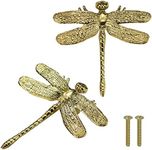 Gold Dragonfly Drawer Knobs Creative Kitchen Cabinet Knobs Dresser Knobs Furniture Cupboard Drawer Pulls Handles for Wardrobe Door Pulls (Bright Gold, Dragonfly)