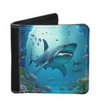 HUIACONG Shark Wallet Men Slim Travel Slim Thin Clutch Wallet with 4 Card Slots,Ocean Fish Boys Gift Wallets Bifold Smart Novelty Wallet with Credit Cards Holder