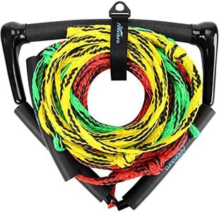 Affordura Water Ski Rope 75 Feet Wakeboard Rope with Handle Ski Ropes for Water Skiing, Ski Tow Rope for Tubing 4 Sections Tube Tow Rope for Watersports, Storing Bag Included (Multi Colored)