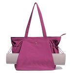 ESVAN Yoga Tote Bag for Women Shoulder Bags Drawstring for Office Workout Travel Carryall Pilates Gym and Beach (Claret)