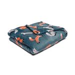 Fusion - Teal Blue Fox Fleece Blanket (120 x 150cm) - Soft & Cosy - Woodland Bedding - Grey & Red Fox Sofa Throw - Teal Blanket/Throw with Forest Animals - Matching Cushion and Duvet Cover Available